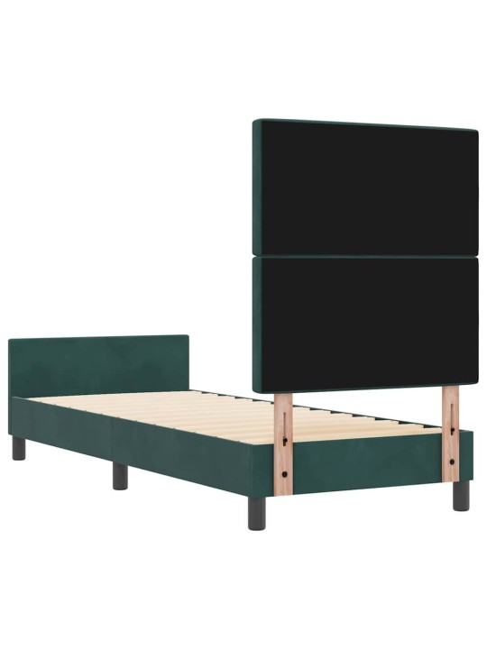 Gultas rāmis ar galvas klāju tumši zaļa 80 x 200 cm samts