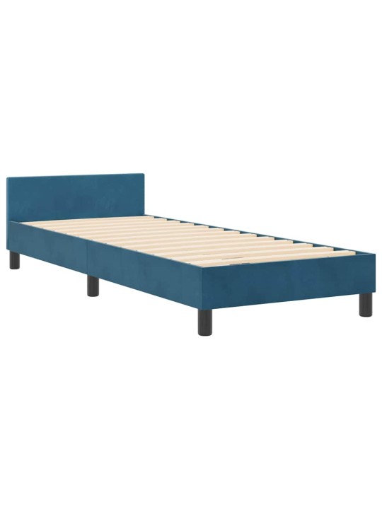 Gultas rāmis ar galvas klāju tumši zila 80 x 200 cm samts