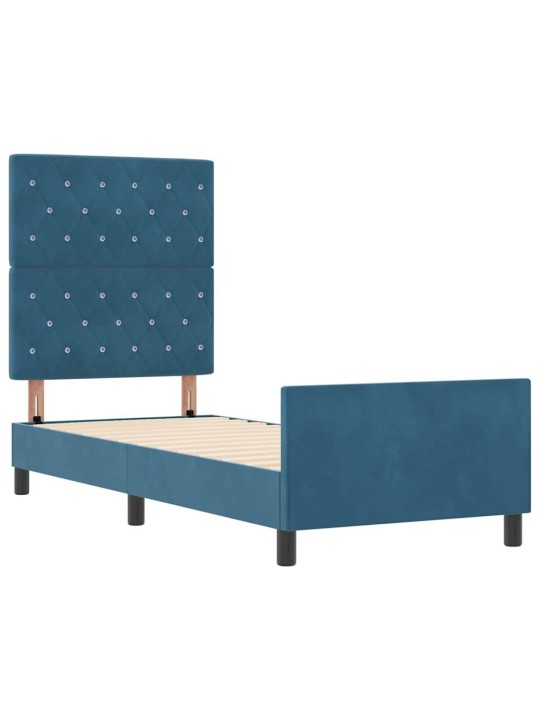 Gultas rāmis ar galvas klāju tumši zila 80 x 200 cm samts