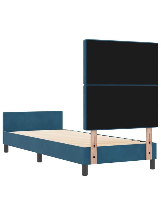 Gultas rāmis ar galvas klāju tumši zila 80 x 200 cm samts
