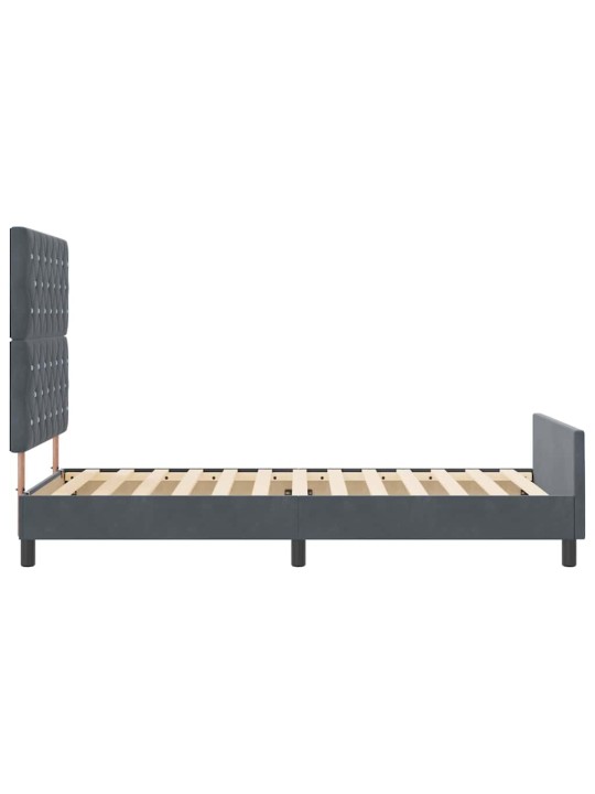 Gultas rāmis ar galvas klāju tumši pelēka 90 x 190 cm samts