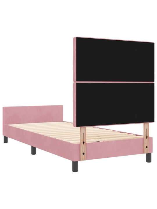 Gultas rāmis ar galvas klāju rozā 90 x 200 cm samts