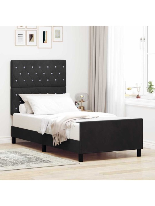 Gultas rāmis ar galvas klāju melna 100 x 200 cm samts