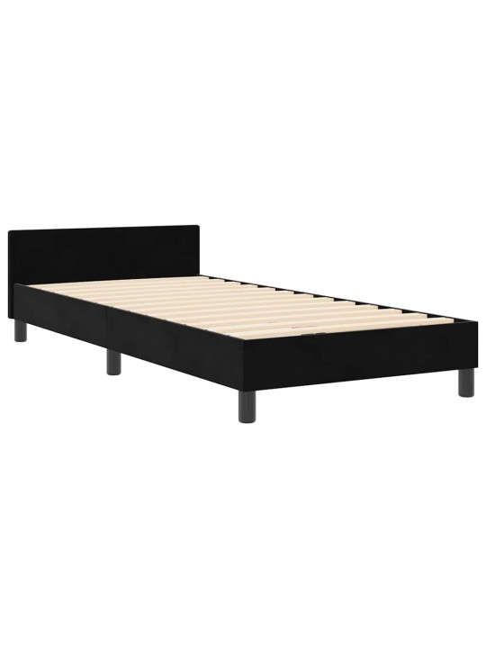 Gultas rāmis ar galvas klāju melna 100 x 200 cm samts
