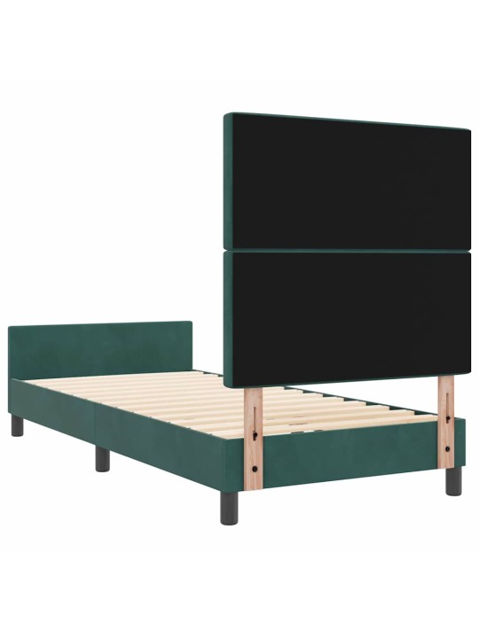 Gultas rāmis ar galvas klāju tumši zaļa 100 x 200 cm samts