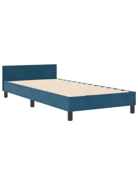Gultas rāmis ar galvas klāju tumši zila 100 x 200 cm samts