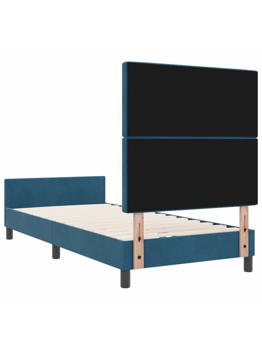 Gultas rāmis ar galvas klāju tumši zila 100 x 200 cm samts
