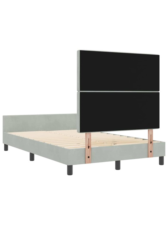 Gultas rāmis ar galvas klāju gaiši pelēka 120 x 190 cm samts