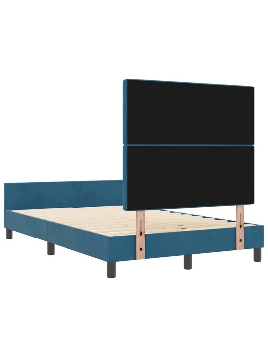 Gultas rāmis ar galvas klāju tumši zila 120 x 190 cm samts