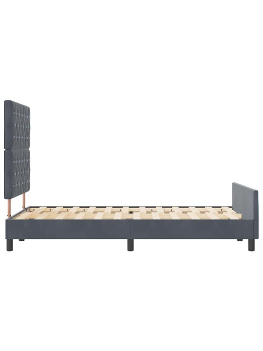 Gultas rāmis ar galvas klāju tumši pelēka 120 x 200 cm samts