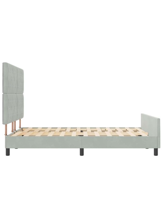 Gultas rāmis ar galvas klāju gaiši pelēka 140 x 190 cm samts