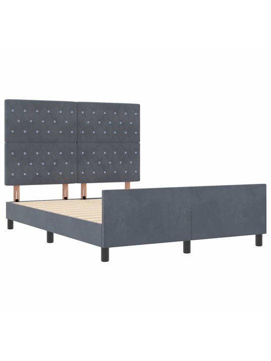 Gultas rāmis ar galvas klāju tumši pelēka 140 x 190 cm samts