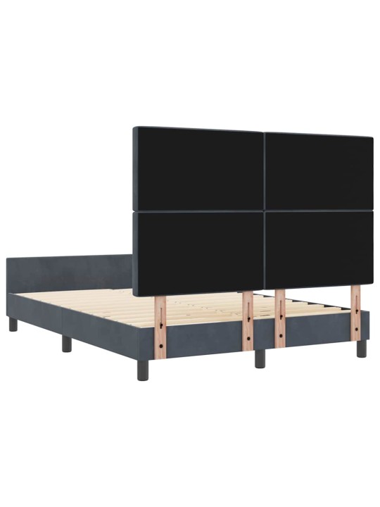 Gultas rāmis ar galvas klāju tumši pelēka 140 x 190 cm samts