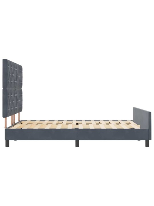 Gultas rāmis ar galvas klāju tumši pelēka 140 x 190 cm samts