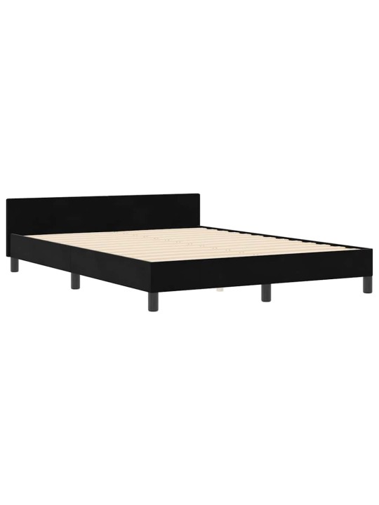 Gultas rāmis ar galvas klāju melna 140 x 190 cm samts