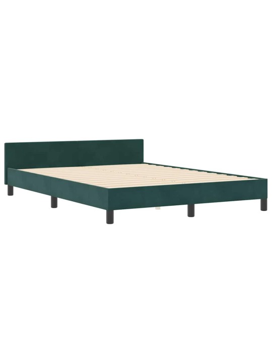 Gultas rāmis ar galvas klāju tumši zaļa 140 x 190 cm samts