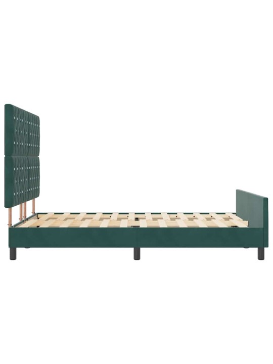 Gultas rāmis ar galvas klāju tumši zaļa 140 x 190 cm samts