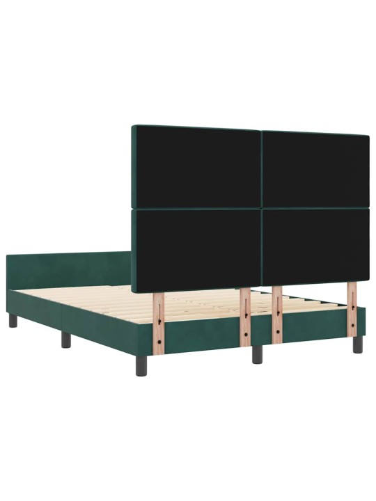 Gultas rāmis ar galvas klāju tumši zaļa 140 x 200 cm samts