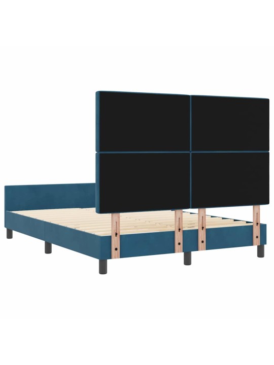 Gultas rāmis ar galvas klāju tumši zila 140 x 200 cm samts
