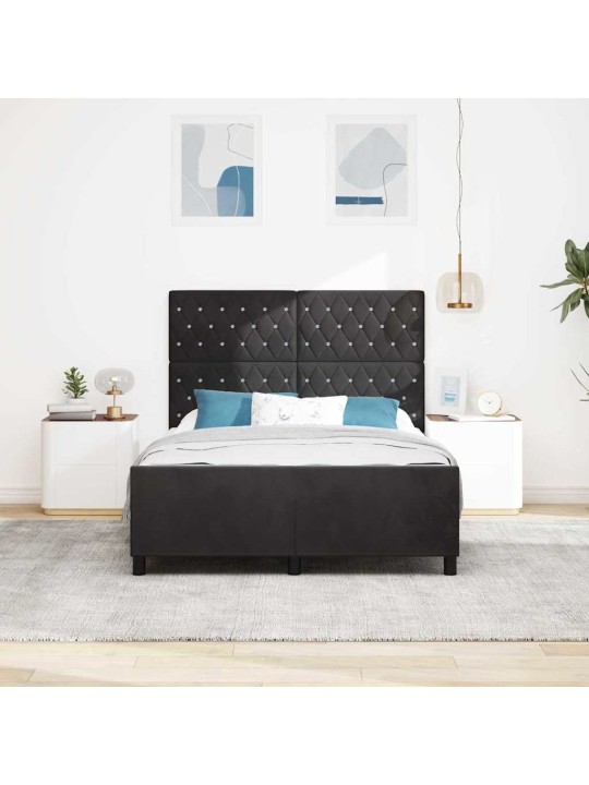 Gultas rāmis ar galvas klāju melna 160 x 200 cm samts