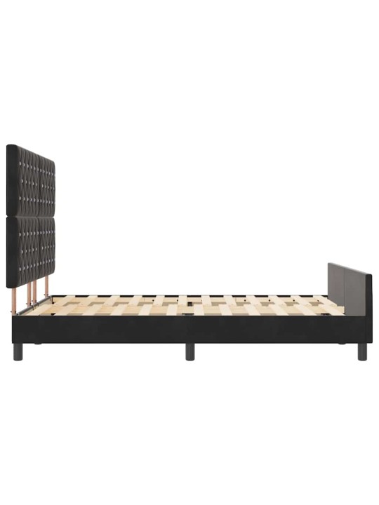 Gultas rāmis ar galvas klāju melna 160 x 200 cm samts