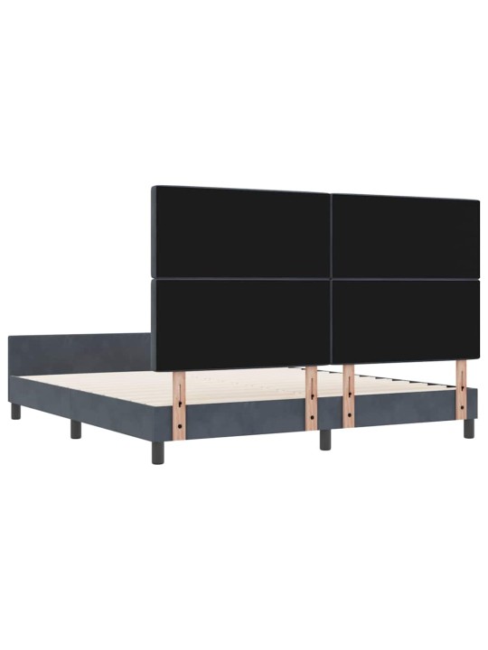 Gultas rāmis ar galvas klāju tumši pelēka 180 x 200 cm samts