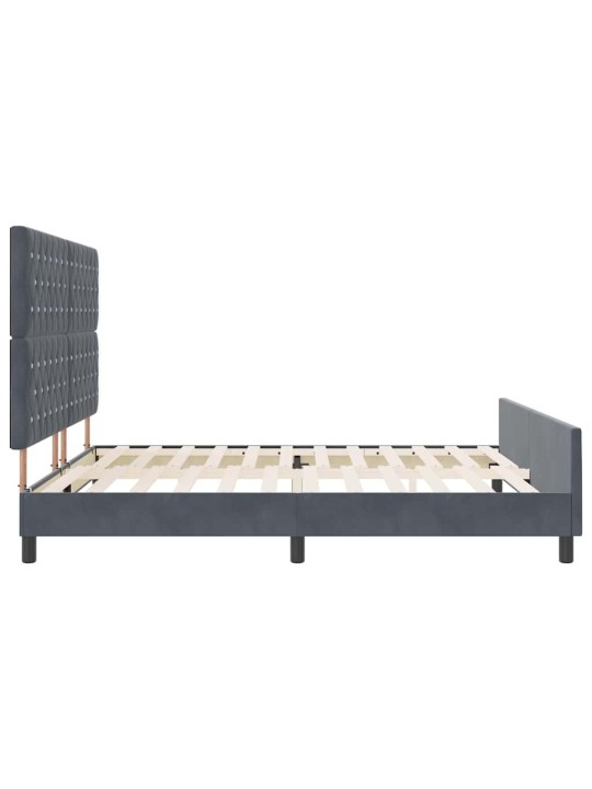 Gultas rāmis ar galvas klāju tumši pelēka 180 x 200 cm samts