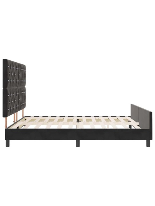 Gultas rāmis ar galvas klāju melna 180 x 200 cm samts