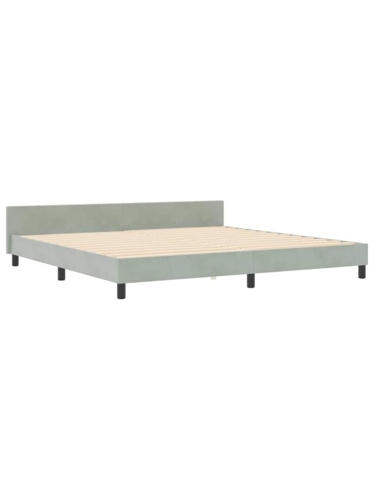 Gultas rāmis ar galvas klāju gaiši pelēka 200 x 200 cm samts