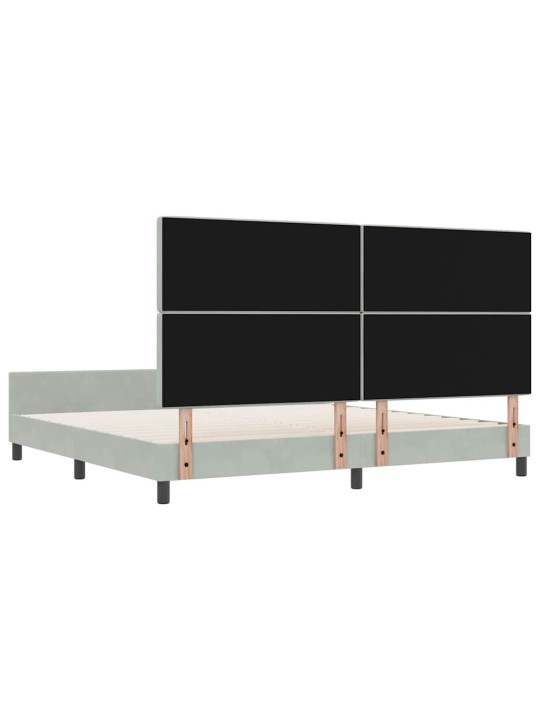 Gultas rāmis ar galvas klāju gaiši pelēka 200 x 200 cm samts