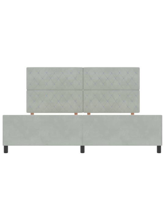 Gultas rāmis ar galvas klāju gaiši pelēka 200 x 200 cm samts