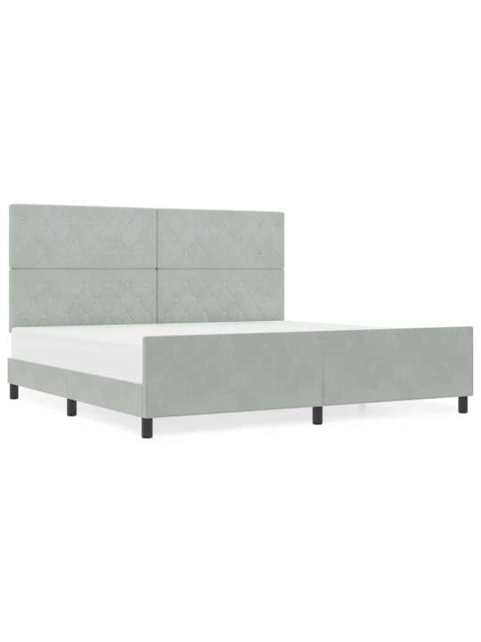 Gultas rāmis ar galvas klāju gaiši pelēka 200 x 200 cm samts