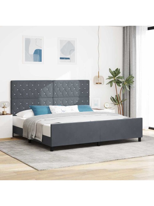 Gultas rāmis ar galvas klāju tumši pelēka 200 x 200 cm samts
