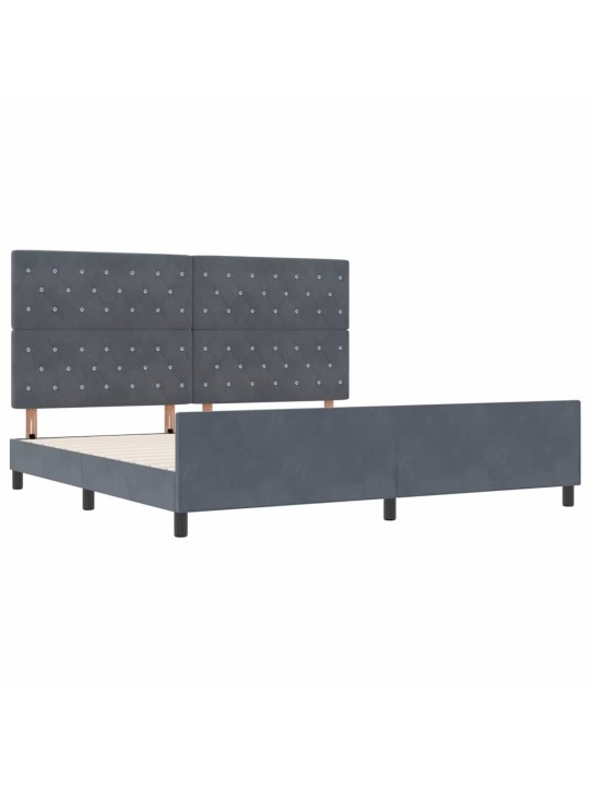 Gultas rāmis ar galvas klāju tumši pelēka 200 x 200 cm samts