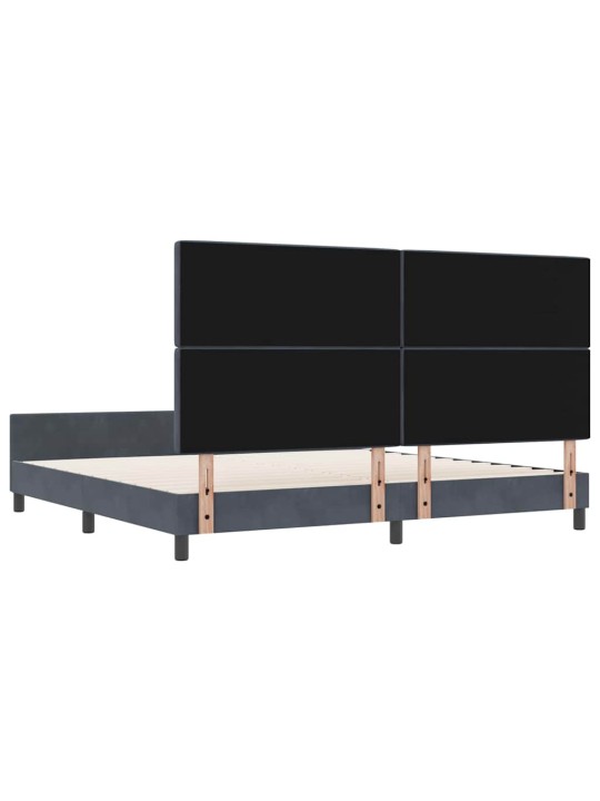 Gultas rāmis ar galvas klāju tumši pelēka 200 x 200 cm samts