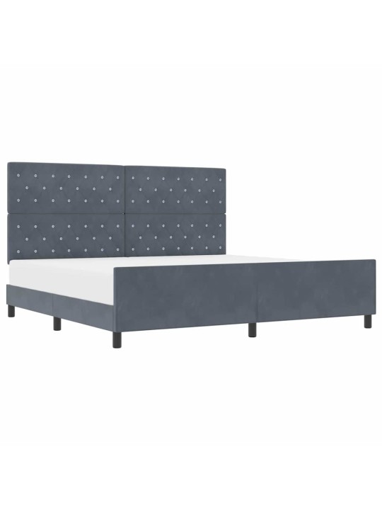 Gultas rāmis ar galvas klāju tumši pelēka 200 x 200 cm samts