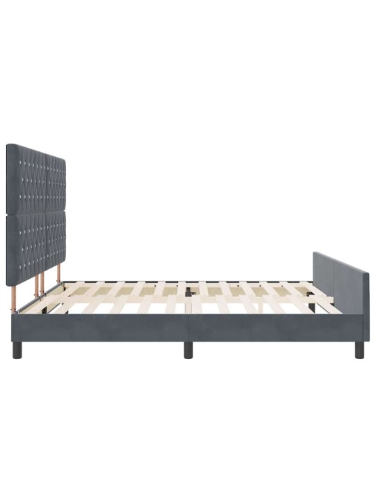 Gultas rāmis ar galvas klāju tumši pelēka 200 x 200 cm samts