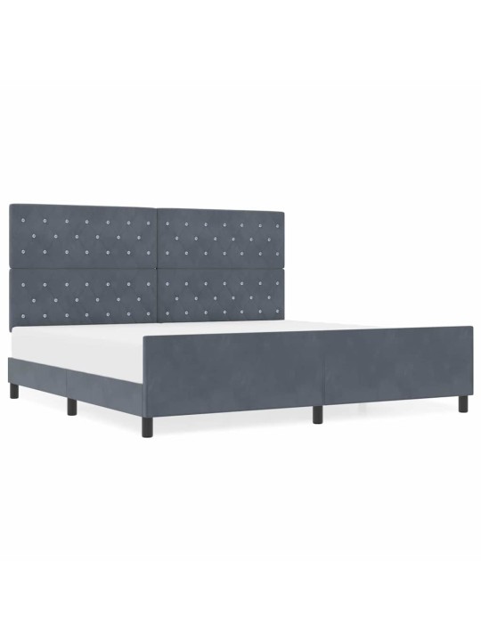 Gultas rāmis ar galvas klāju tumši pelēka 200 x 200 cm samts