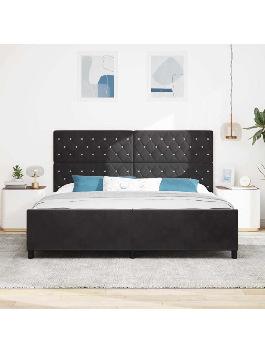 Gultas rāmis ar galvas klāju melna 200 x 200 cm samts