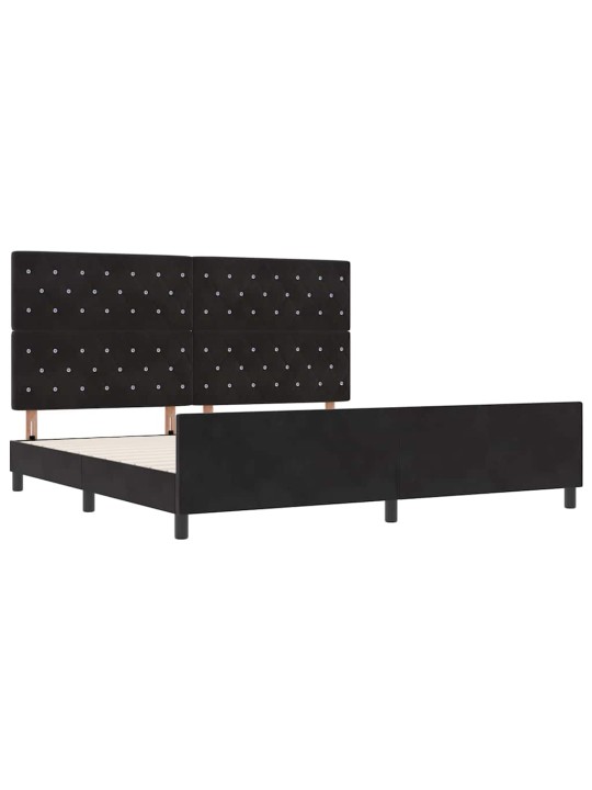 Gultas rāmis ar galvas klāju melna 200 x 200 cm samts