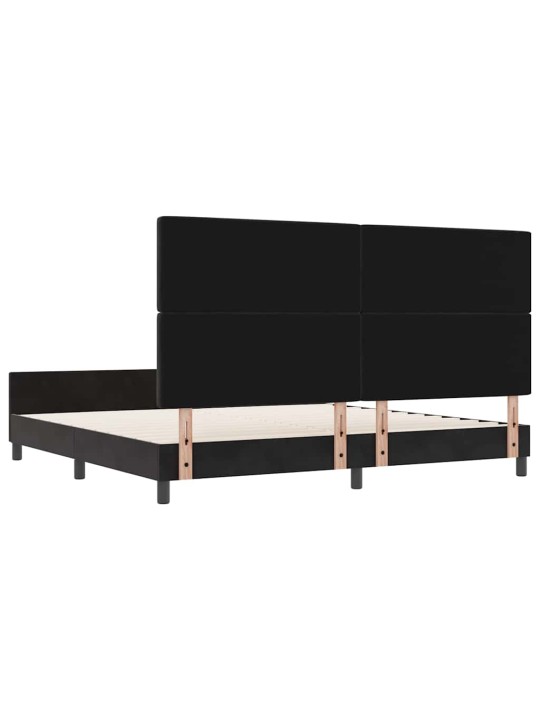 Gultas rāmis ar galvas klāju melna 200 x 200 cm samts