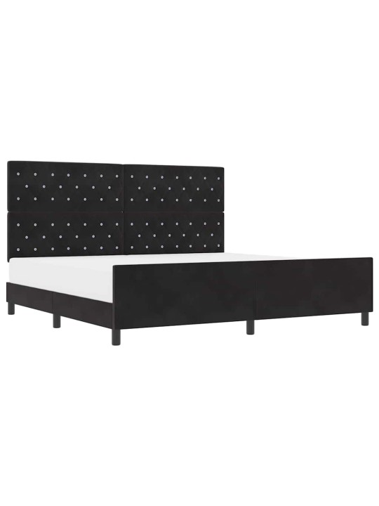 Gultas rāmis ar galvas klāju melna 200 x 200 cm samts