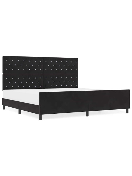 Gultas rāmis ar galvas klāju melna 200 x 200 cm samts