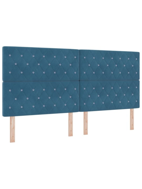 Gultas rāmis ar galvas klāju tumši zila 200 x 200 cm samts