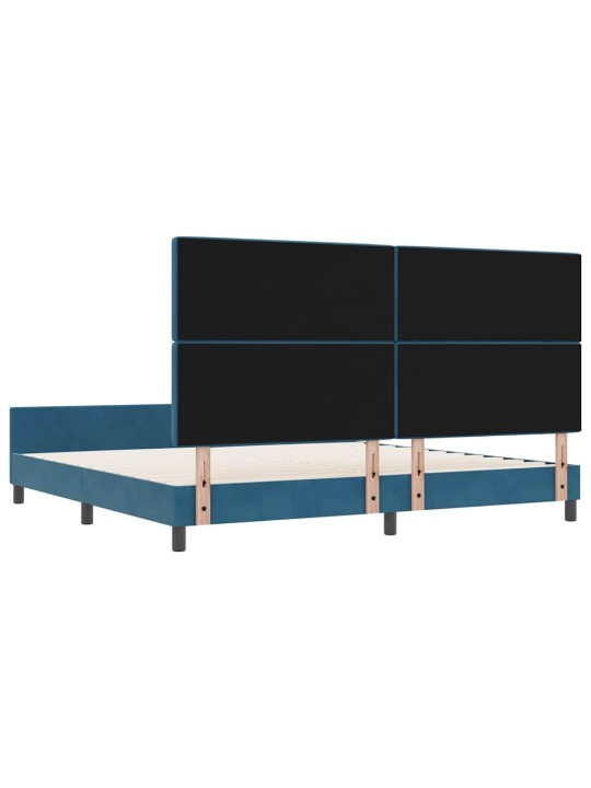 Gultas rāmis ar galvas klāju tumši zila 200 x 200 cm samts