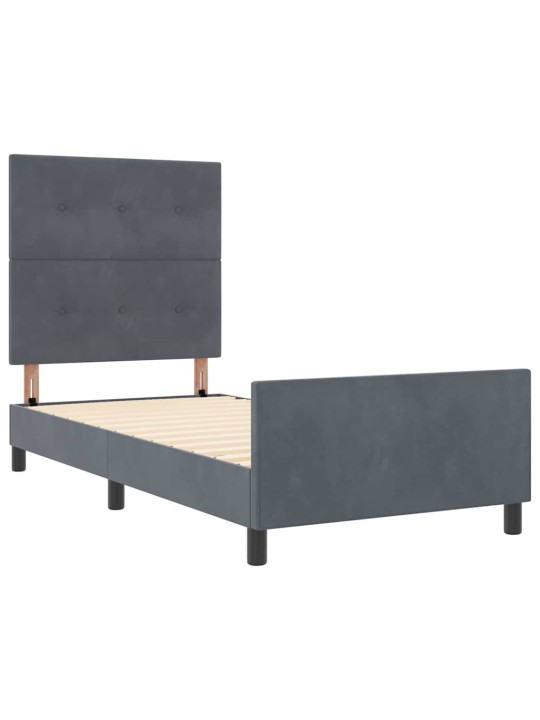 Gultas rāmis ar galvas klāju tumši pelēka 80 x 200 cm samts