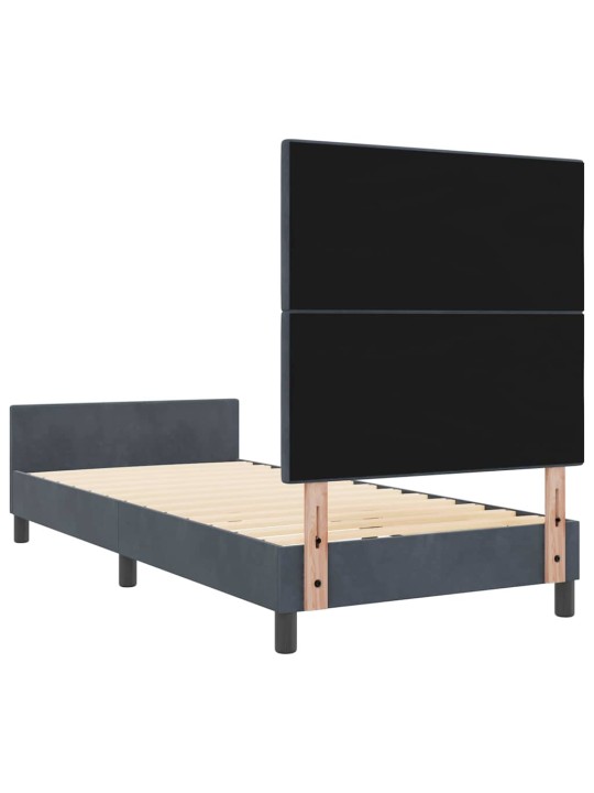 Gultas rāmis ar galvas klāju tumši pelēka 80 x 200 cm samts