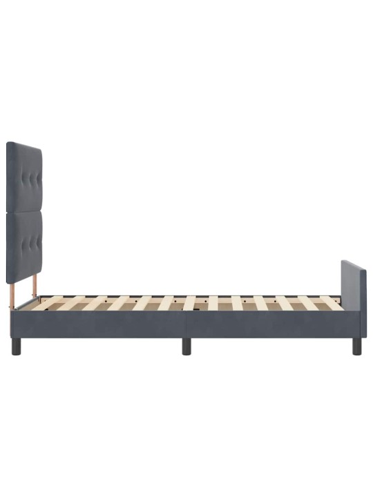 Gultas rāmis ar galvas klāju tumši pelēka 80 x 200 cm samts