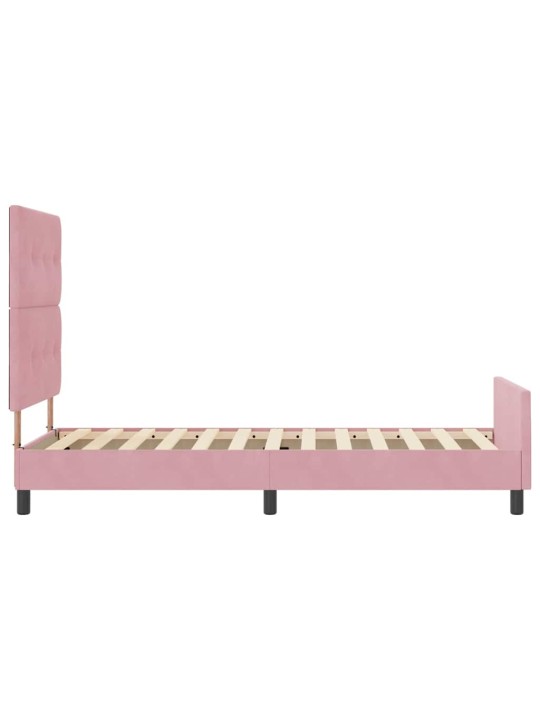 Gultas rāmis ar galvas klāju rozā 80 x 200 cm samts
