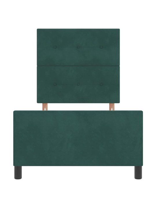 Gultas rāmis ar galvas klāju tumši zaļa 90 x 200 cm samts